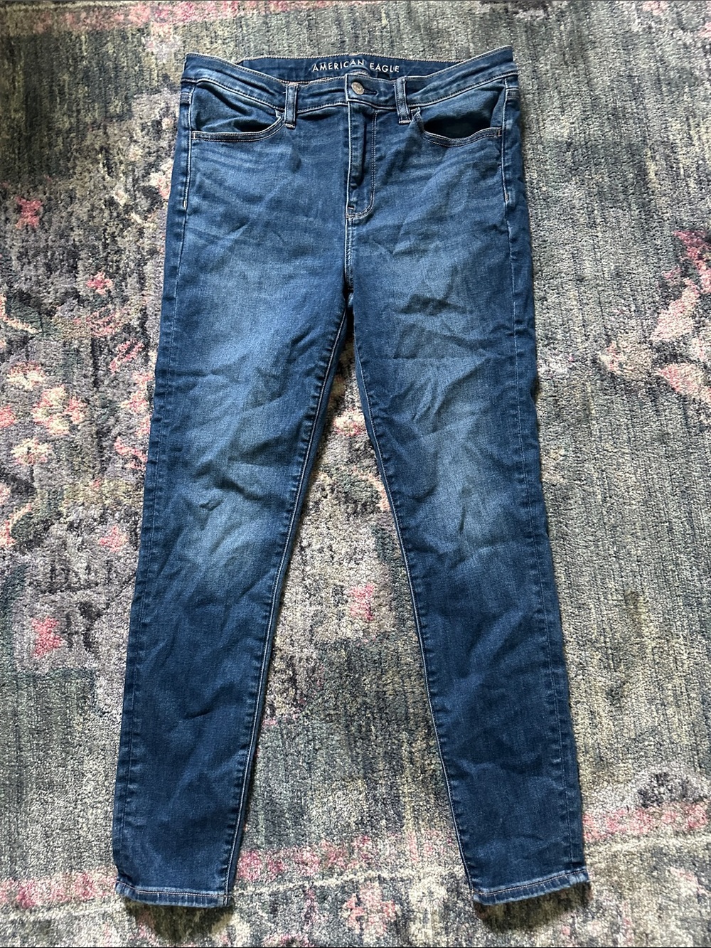 American Eagle Outfitters Women's Medium Blue High Waisted Jeggings 12 Basic